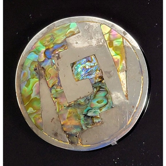 Sterling Silver Abalone Brooch Pendant Signed ADC  Mexico Vintage VGC! - Picture 1 of 9